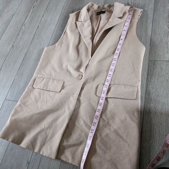 Gef Tan Longline Blazer Vest Size Medium - Picture 6 of 6